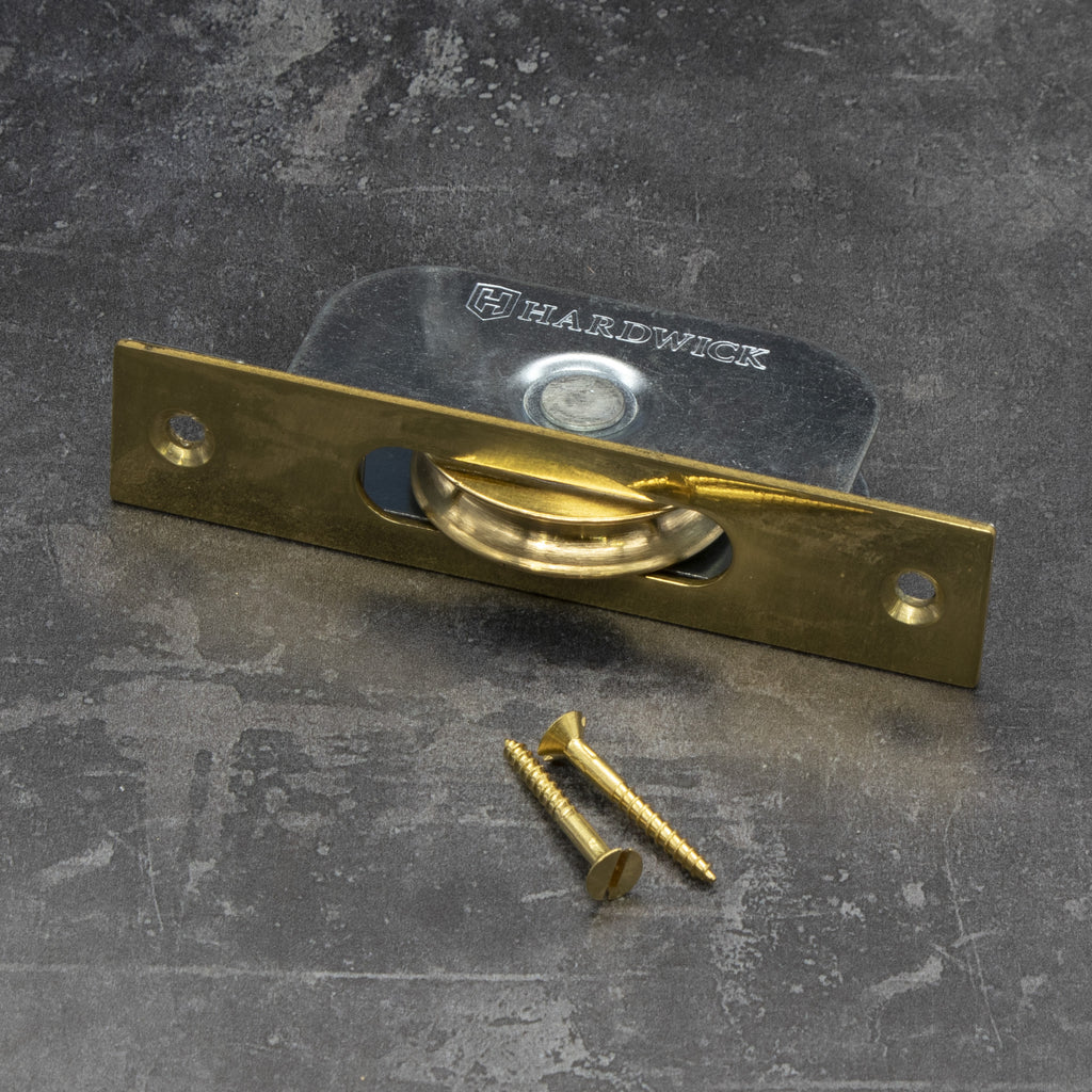 Polished Brass Square End Ball Bearing Sliding Sash Pulley