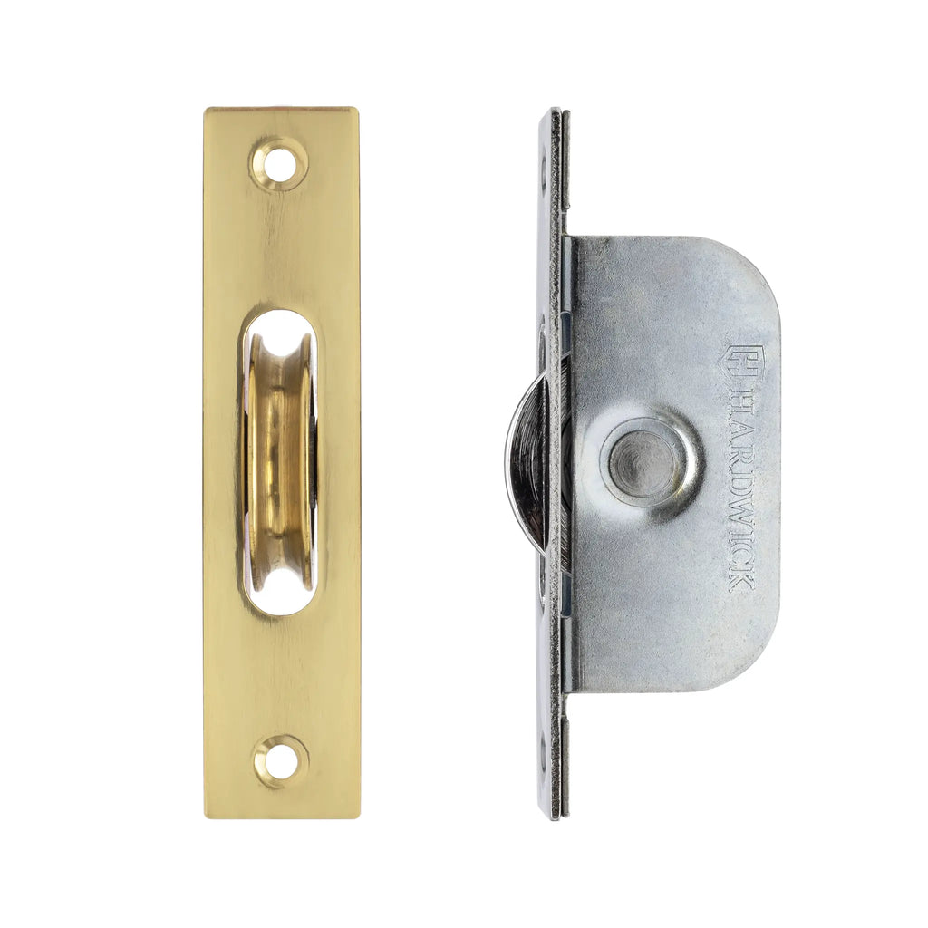 Polished Brass Square End Ball Bearing Sash Window Pulley