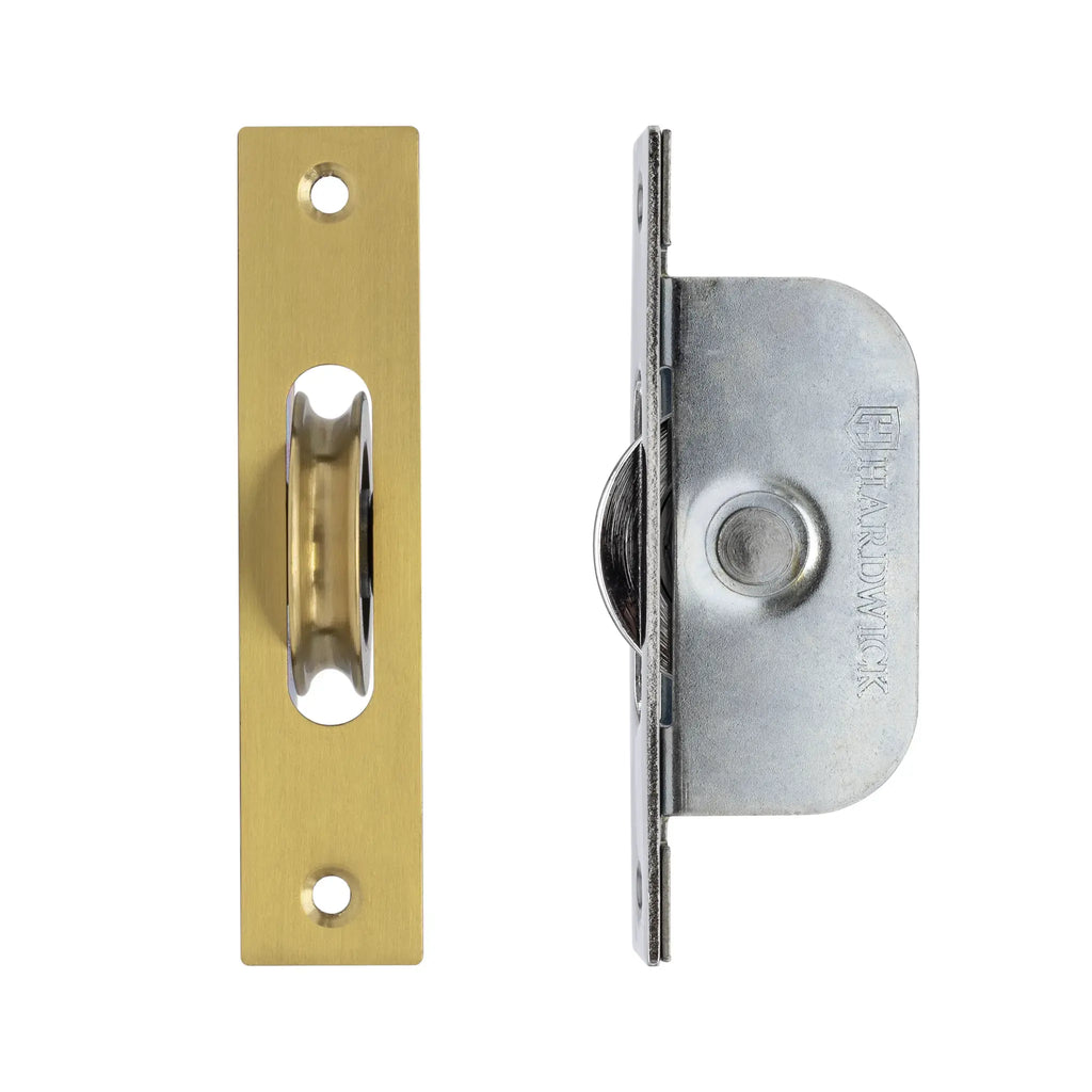 Satin Brass Square End Ball Bearing Sash Window Pulley