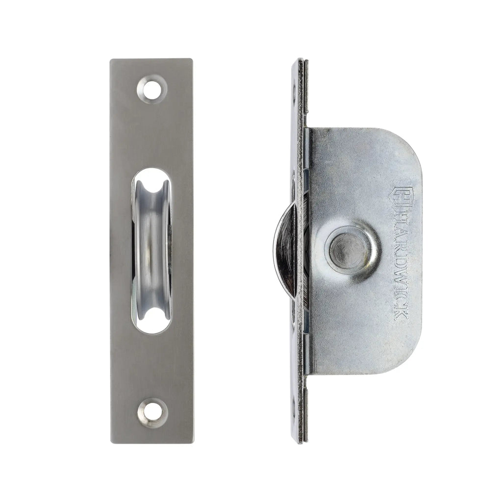 Satin Chrome Plated Square End Ball Bearing Sash Window Pulley