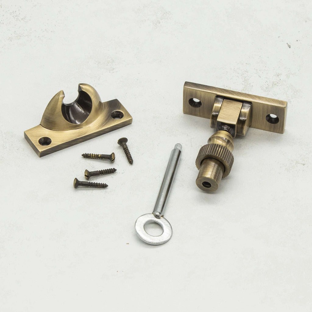 Antique Brass Locking Brighton Sliding Sash Fastener