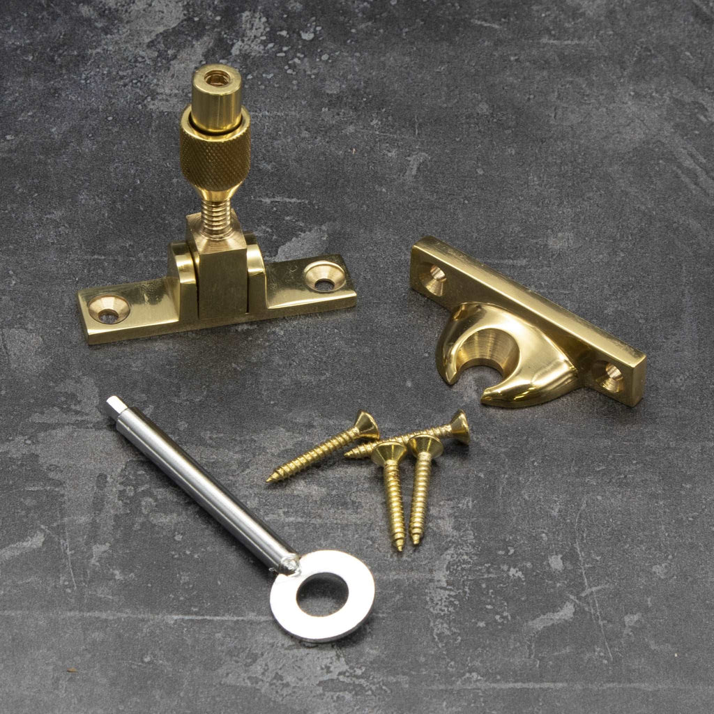 Polished Brass Locking Narrow Brighton Sash Window Fastener