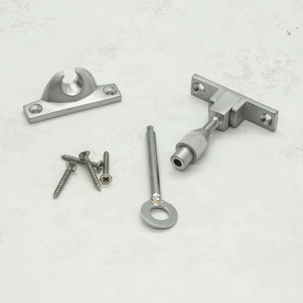 Satin Chrome Plated Locking Narrow Brighton Sash Window Fastener