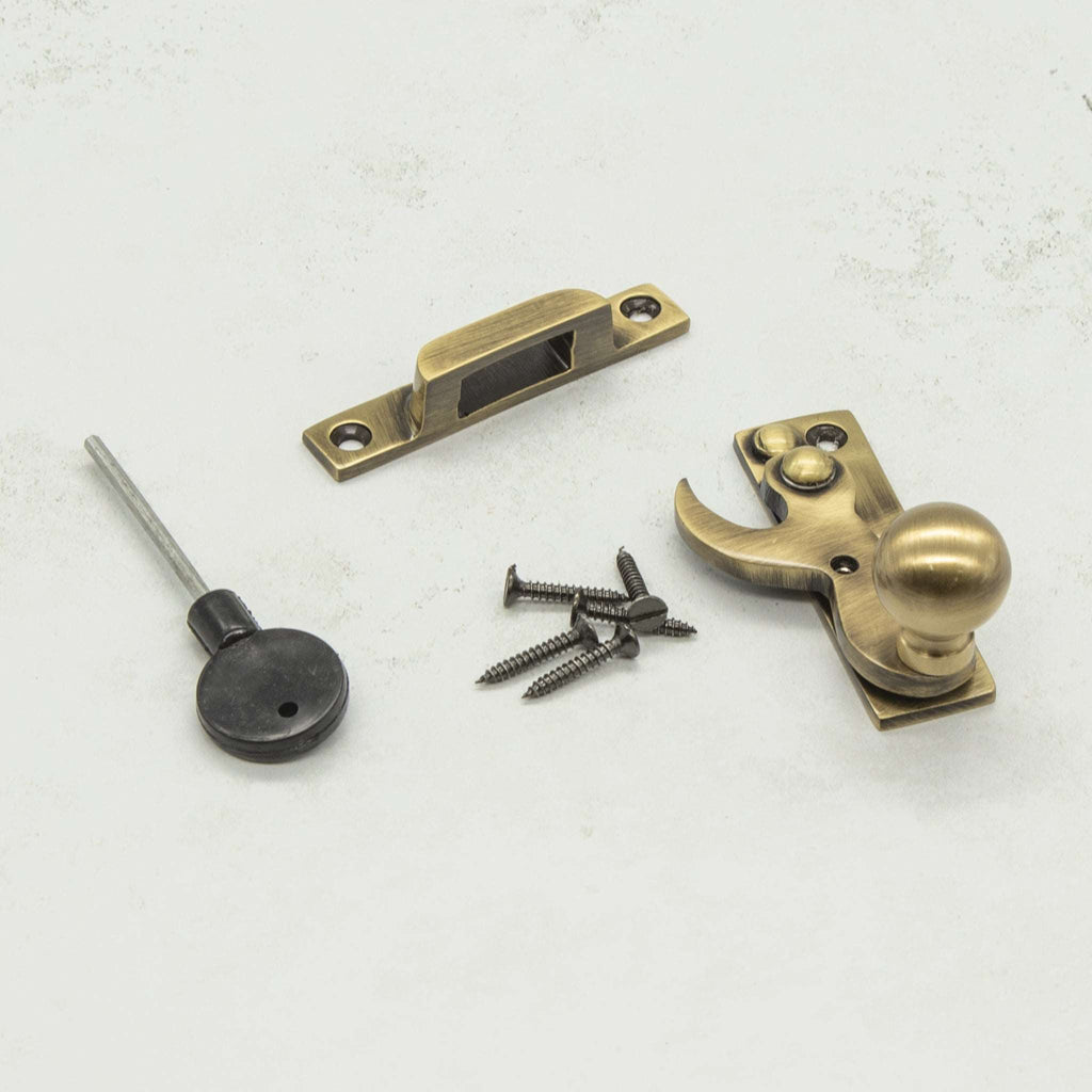 Antique Brass Locking Claw Sash Window Fastener