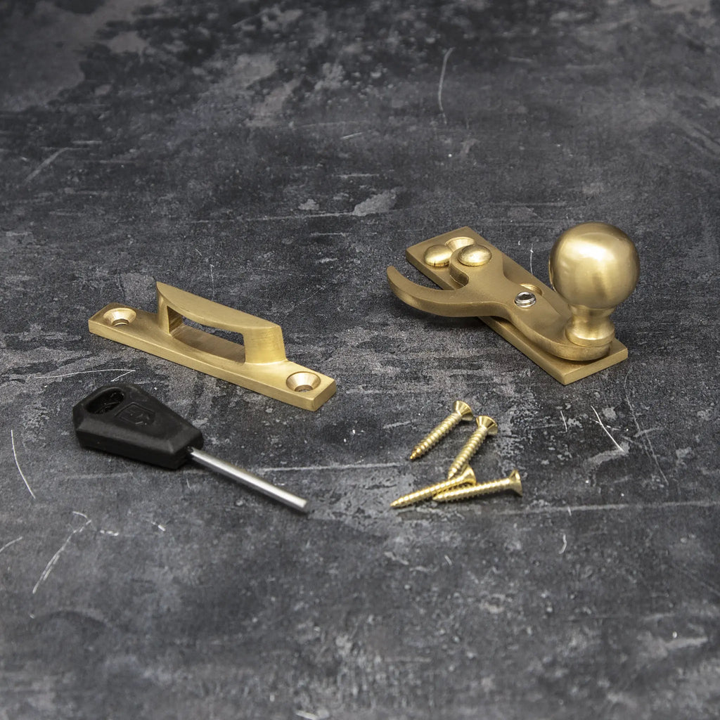 Satin Brass Locking Claw Sash Window Fastener