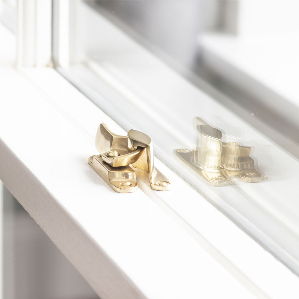 Polished Brass Sliding Sash Window Fitch Fastener