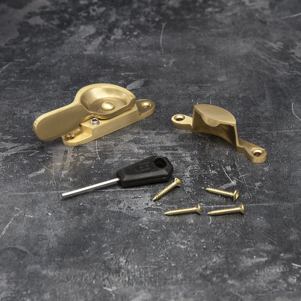 Satin Brass Locking Fitch Sash Window Fastener