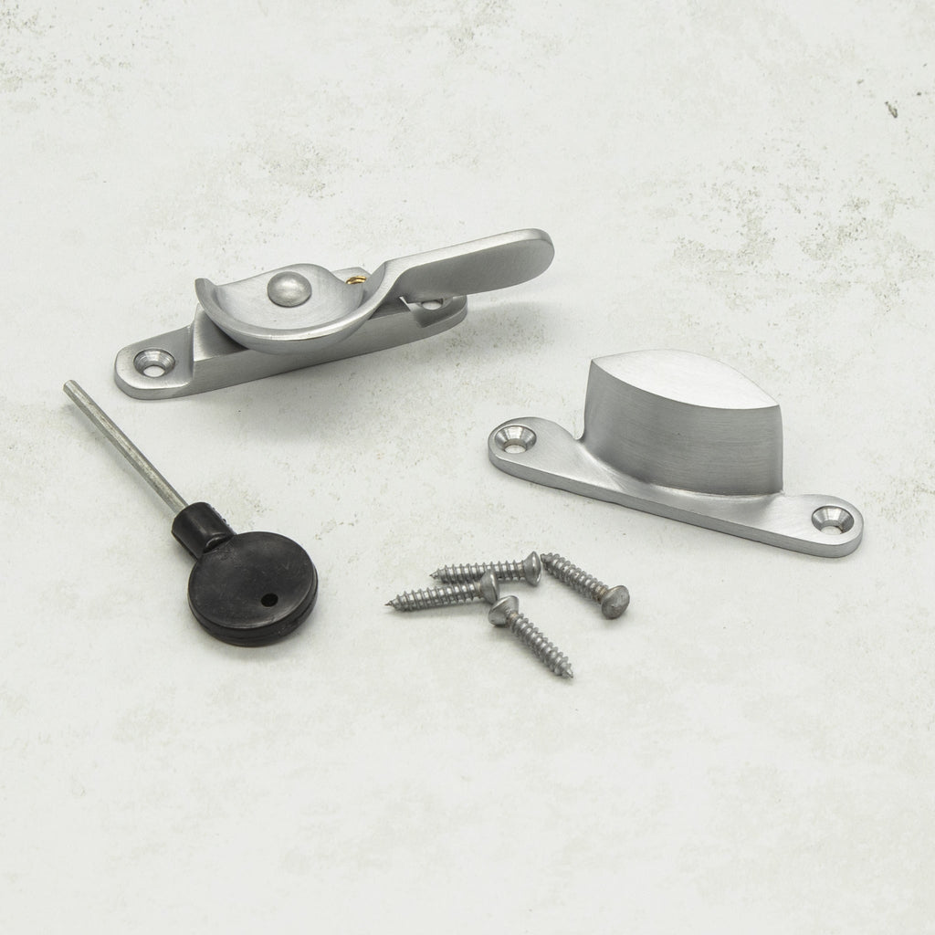 Satin Chrome Plated Locking Fitch Sash Window Fastener