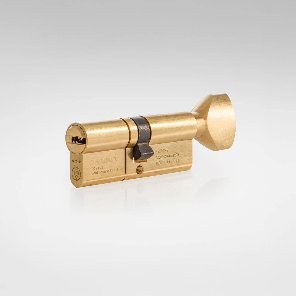 3* Satin Brass Key / Turn Euro Cylinder