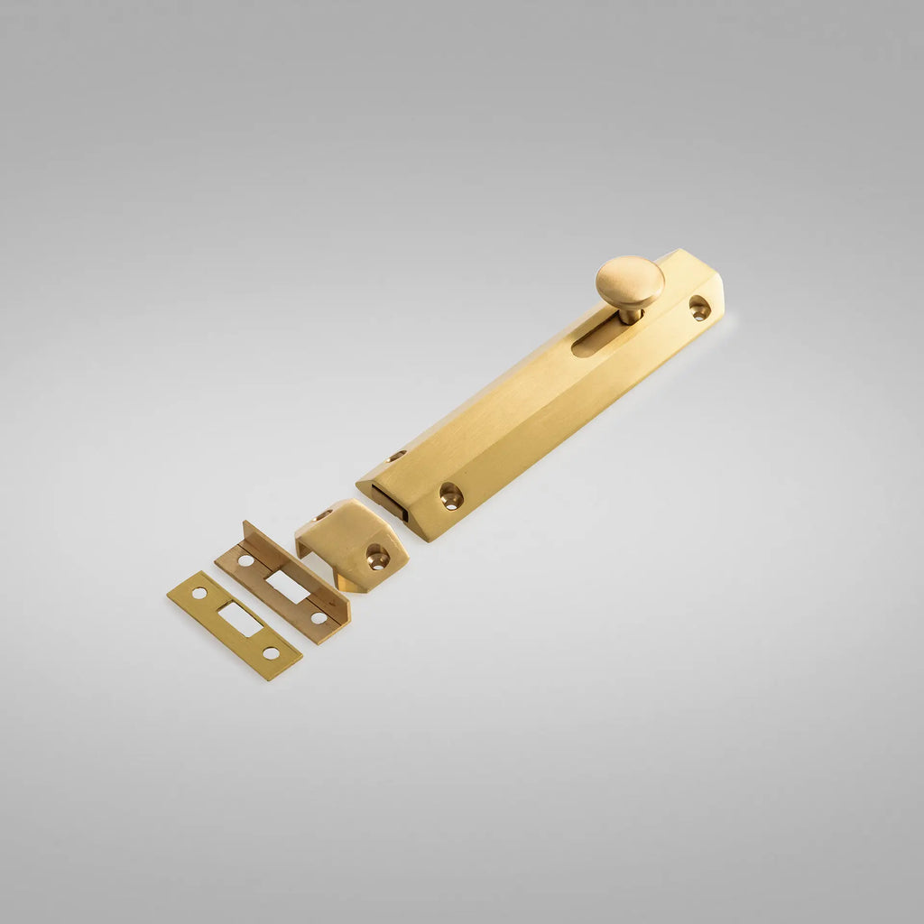 Satin Brass 6" Surface Door Bolt